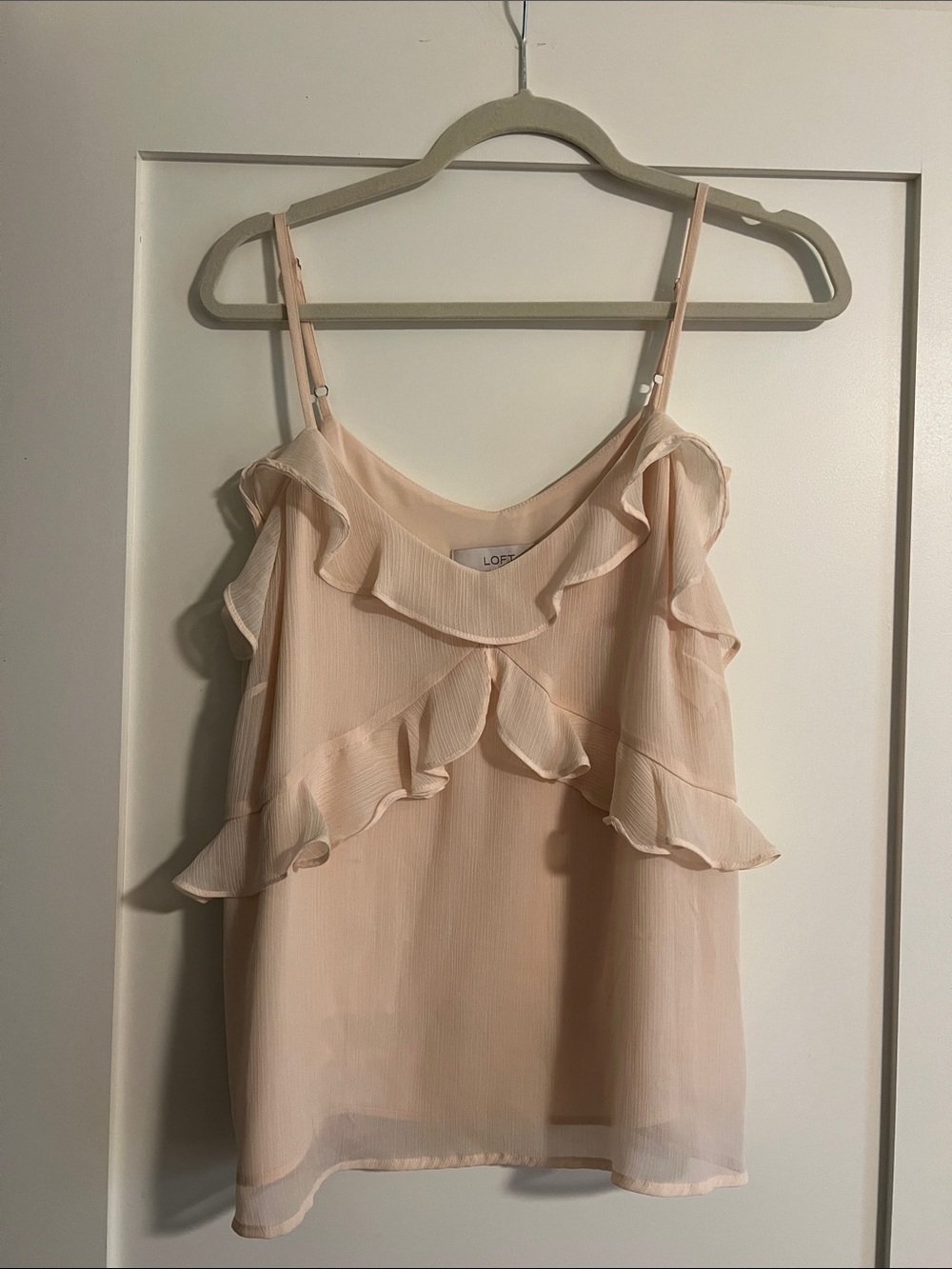 LOFT Pale Blush Ruffle-Trim Cami